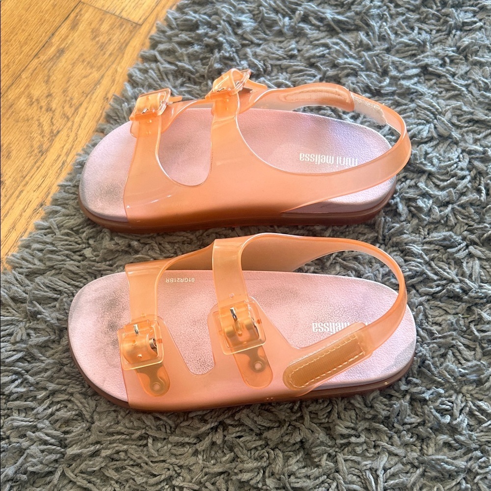 MINI MELISSA Jelly Orange Kids Sandals Double Strap Velcro Size 11